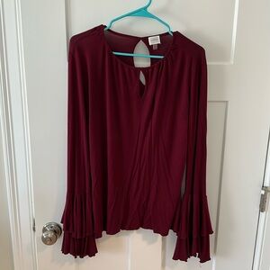 Burgundy flare sleeve top